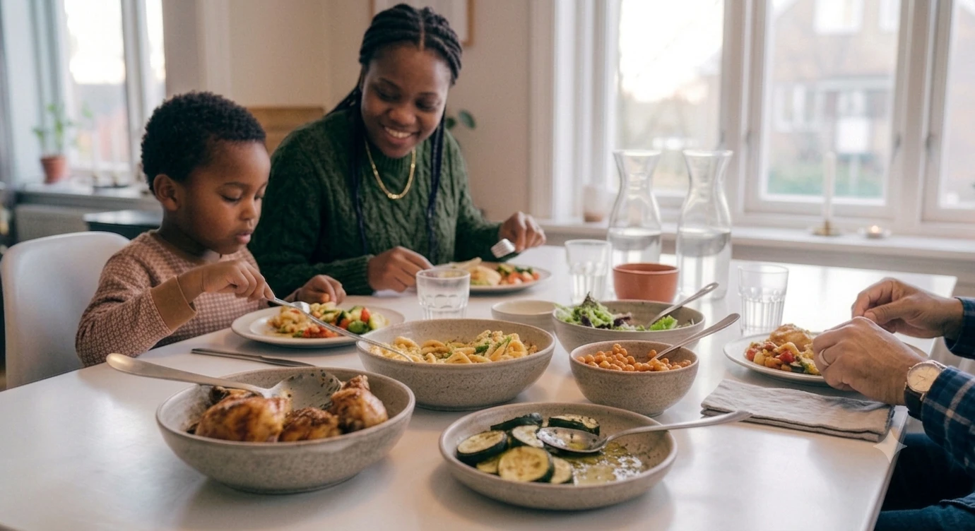 Ouder en kind samen aan tafel