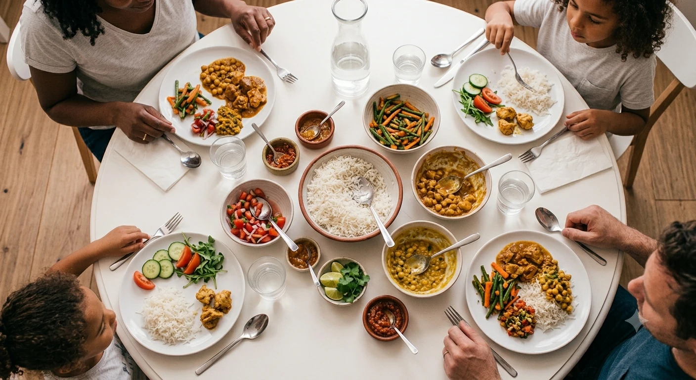 Bovenaanzicht van een gedekte tafel